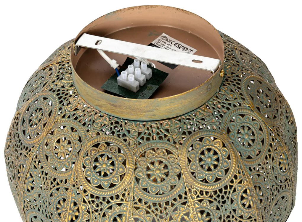 Orientálne stropné svietidlo zlaté so zelenou 28,5 cm - Baloo