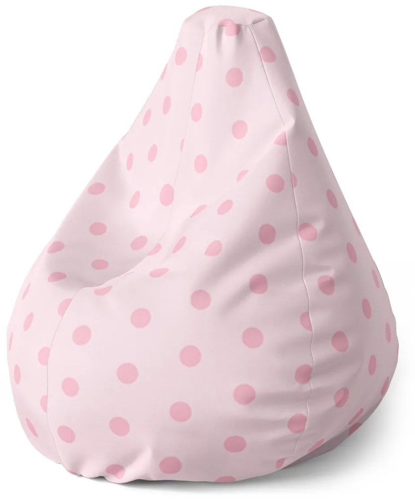 Sablio Sedací vak Pear Ružové bodky - 70 x 95 x 15 cm