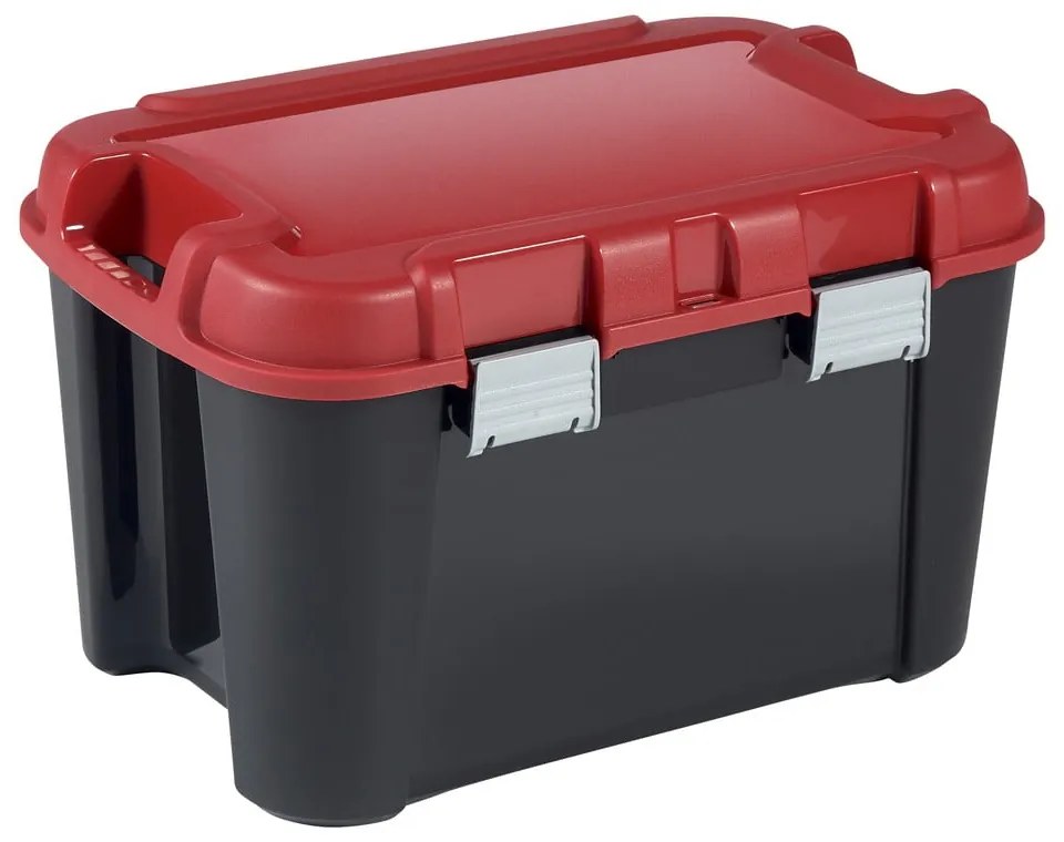 Červeno-čierny plastový úložný box s vekom 59x39,5x36 cm Totem – Curver