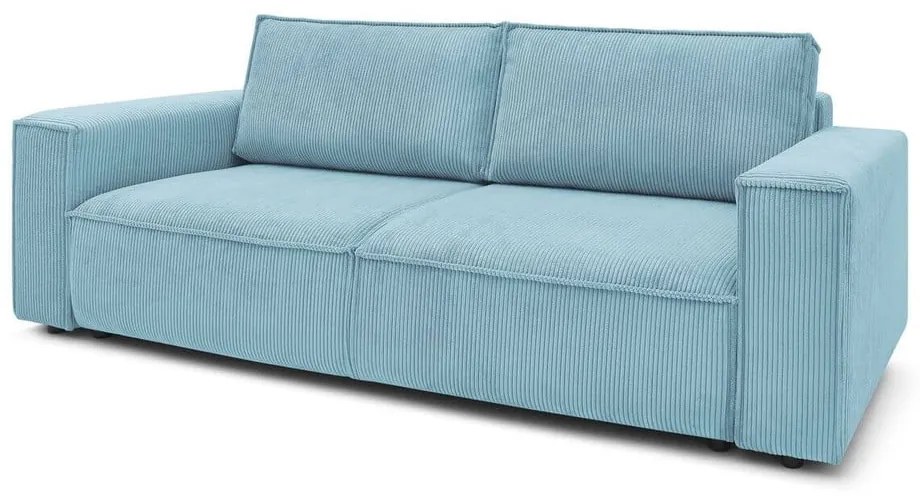 Svetlomodrá menčestrová rozkladacia pohovka Bobochic Paris Nihad, 245 cm