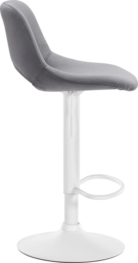 Barová stolička Camden - zamat, biely rám Tmavo sivá