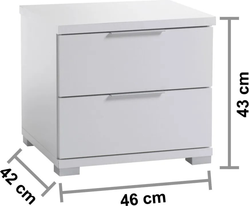 Nočný stolík s 2 zásuvkami Smilla, výška 43 cm, biely