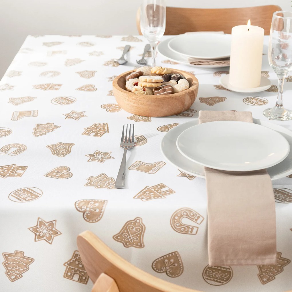 Goldea vianočný hranatý teflónový obrus - perníčky 120 x 140 cm