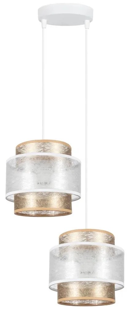 Luster na lanku GABI 2xE27/60W/230V zlatá/biela pr. 30 cm