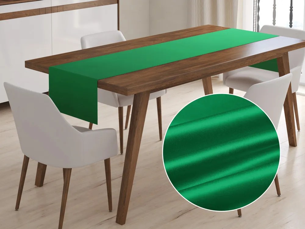 Biante Saténový behúň na stôl polyesterový Satén LUX-028 Írska zelená 35x120 cm