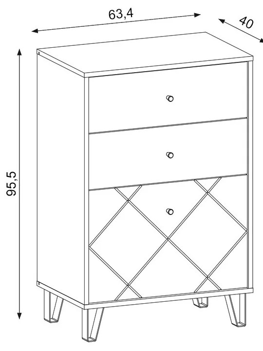 Komoda Bilbao 63,4 cm dub artisan/biela