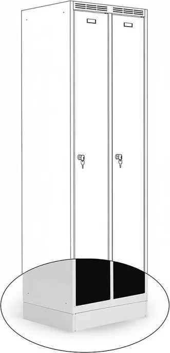 Kovová šatníková skriňa Trestles SS2M 1800x600x500 mm, 2 oddiely, čierne dvere Podnož: nožičky, Zámok: otočný