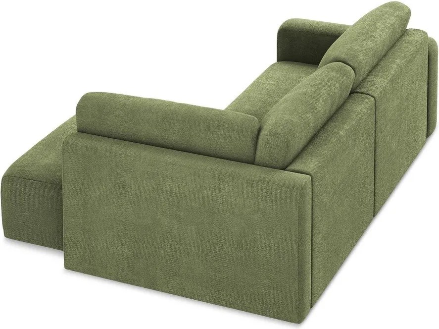 Zelená ženilková rozkladacia/s úložným priestorom rohová pohovka (pravý roh/do L) Kona – Makamii