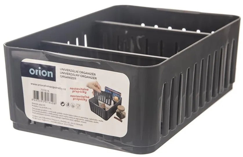 Orion Úložný box, s priehradkami, stohovateľný, sivý, NIKI (3 priehradky), 23 x 16 x 8 cm