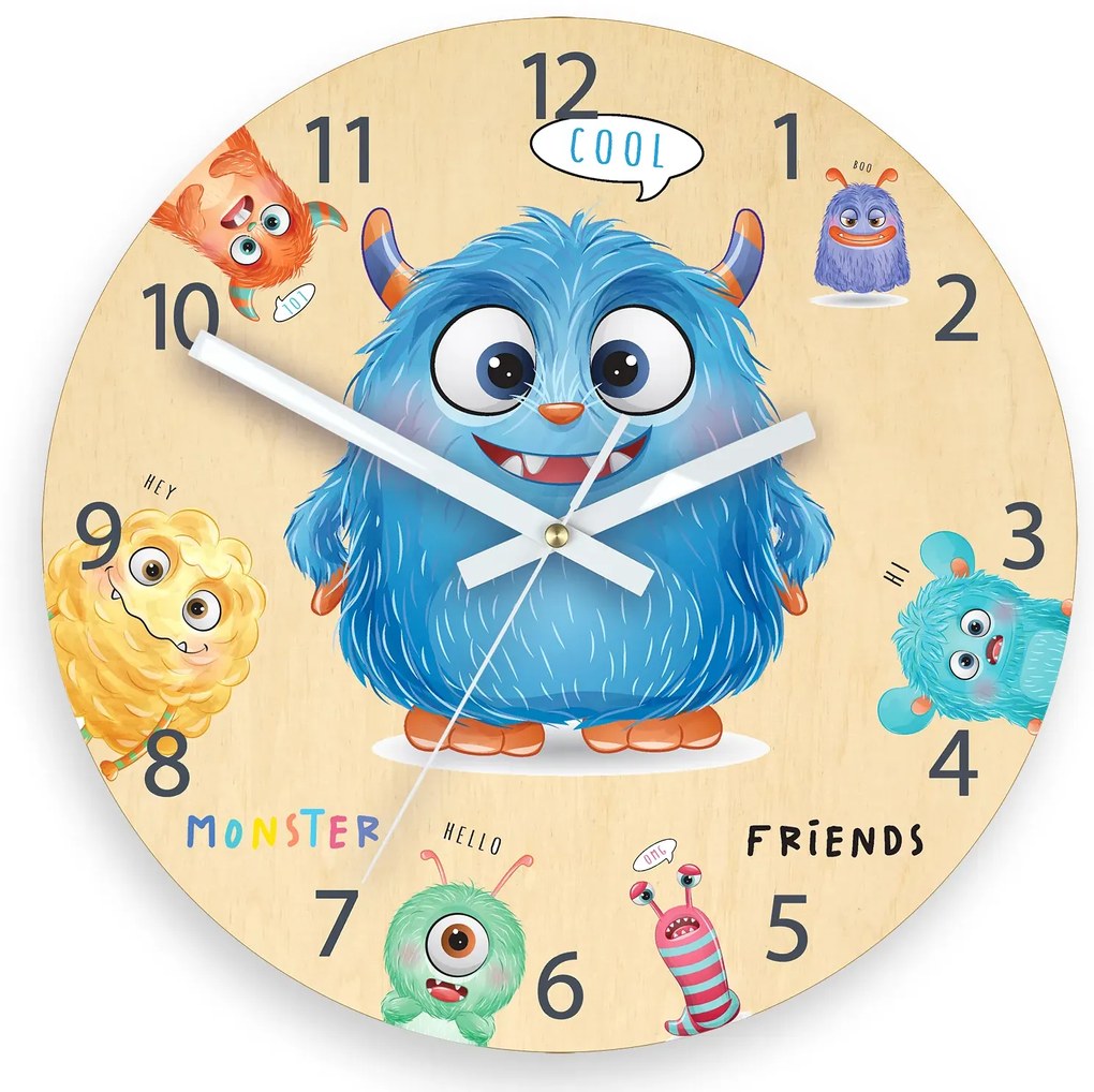 Dětské nástěnné hodiny Ami Příšerky 30 cm vícebarevné