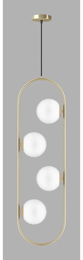 Závesné svietidlo v zlatej farbe so skleneným tienidlom Club – Squid Lighting