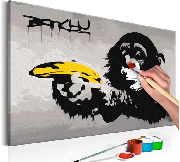 DIY set na tvorbu vlastného obrazu na plátne Artgeist Banksy Street Art, 60 × 40 cm