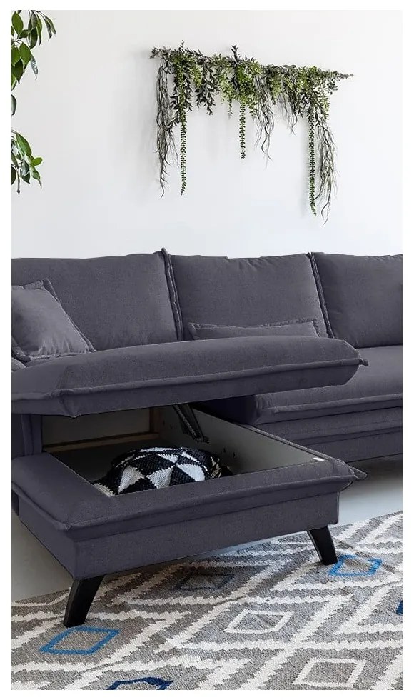 Antracitovosivá rozkladacia rohová pohovka Miuform Charming Charlie, ľavý roh