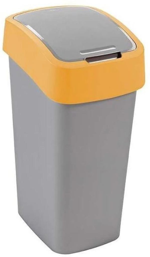 CURVER FLIP BIN 45L Odpadkový kôš 65,3 x 29,4 x 37,6 cm strieborná/žltá 02172-535