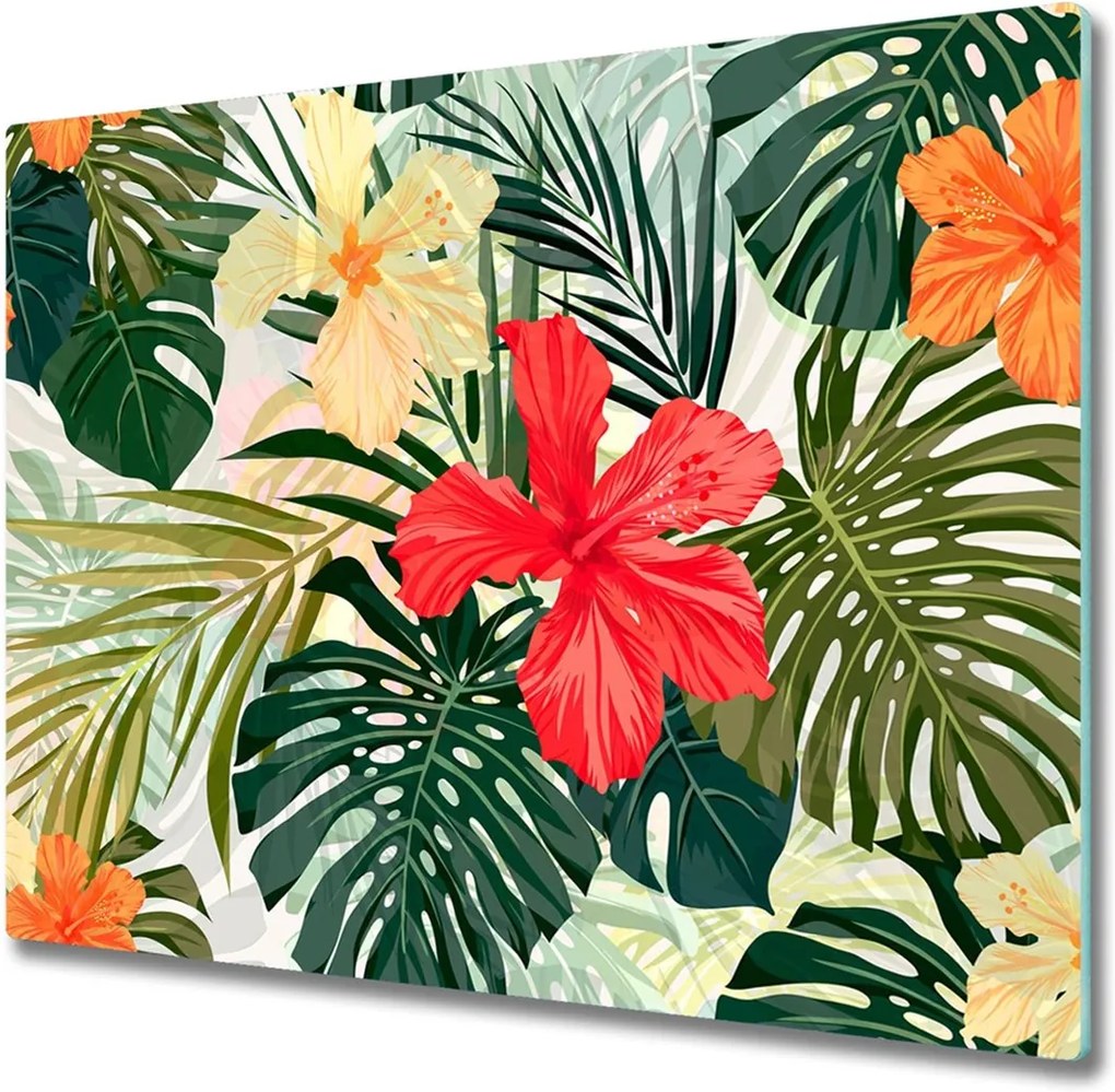 Sklenená doska na krájanie  Havajské kvety