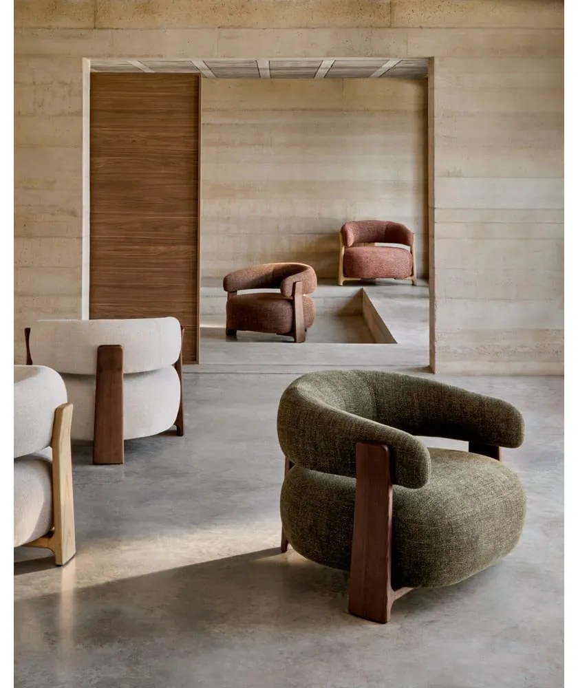 Hnedé ženilkové kreslo Granite – Kave Home