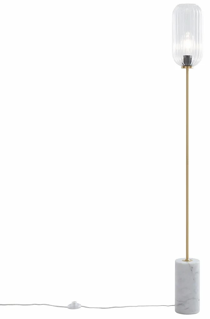 Stojaca lampa v štýle Art Deco mosadz s priehľadným sklom - Rid