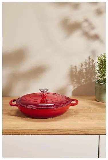 Silvercrest® Liatinová servírovacia panvica, Ø 30 cm (červená) (100393085)