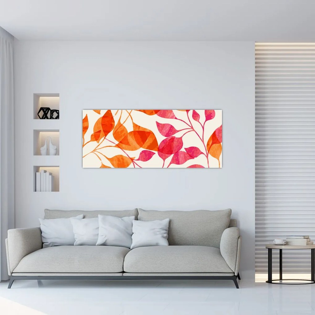 Obraz - Oranžové lístie (120x50 cm)