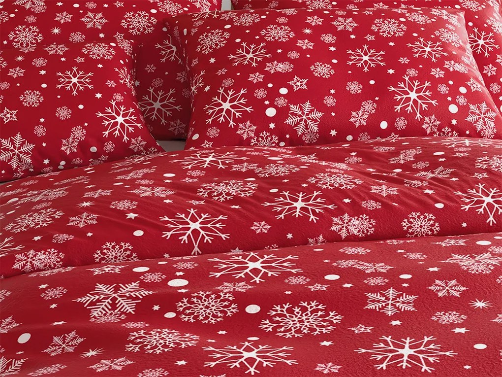Obliečky mikroplyš SNOWFALL červené Rozmer obliečky: 80 x 80 cm | 135 x 200 cm