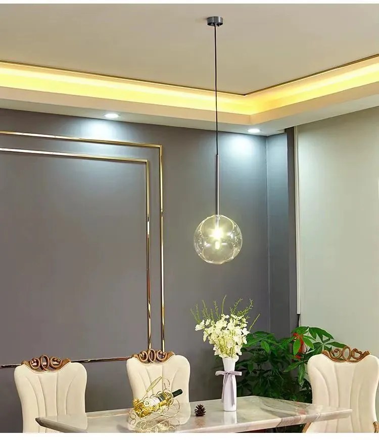 Toolight Rea, Sklenené guľové závesné stropné svietidlo 15cm APP1682-1CP, OSW-04302