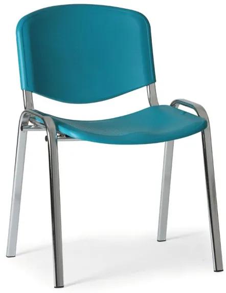 Plastová stolička ISO, zelená, konštrukcia chrómovaná
