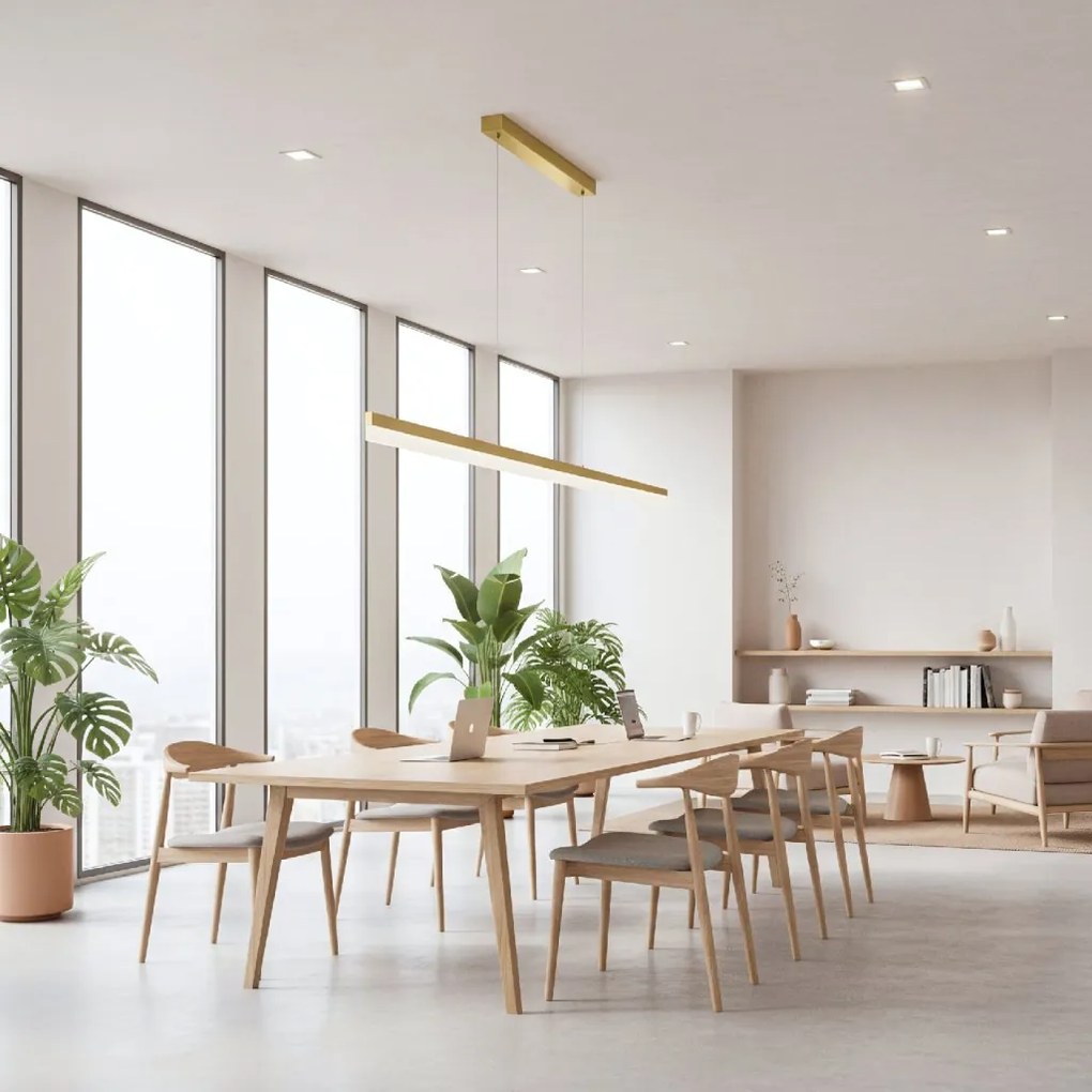 Toolight Toolight, LED stropné svietidlo 200cm, 48W, 4000K, APP1697-CP, zlatá matná, OSW-07893