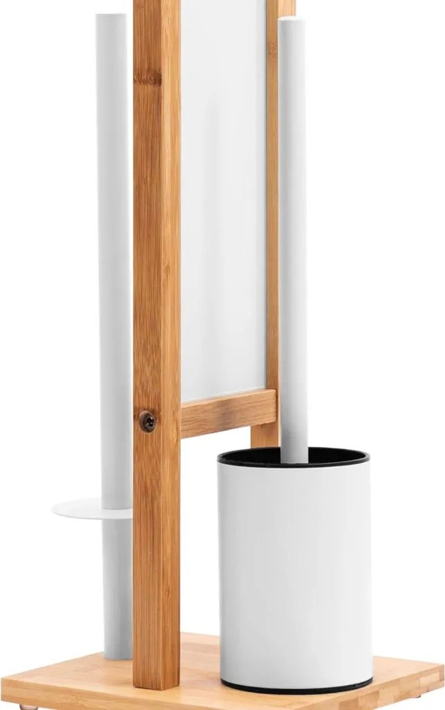 Tutumi REA - Bambusový kúpeľňový stojan na toaletný papier a kefu, White 321502, HOM-04000