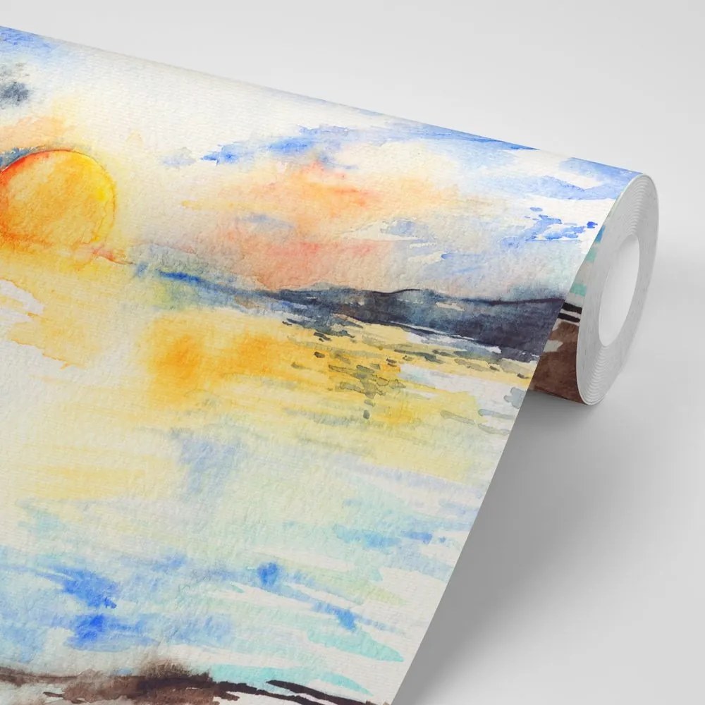 Samolepiaca tapeta žiarivý západ slnka pri mori - 150x100