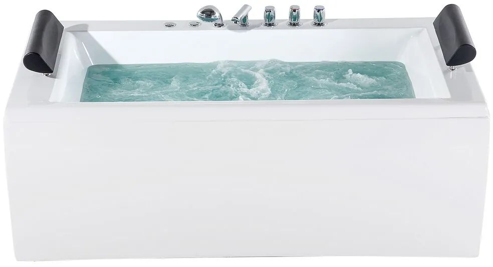 Vírivá vaňa s LED osvetlením 172 x 83 cm biela MONTEGO Beliani