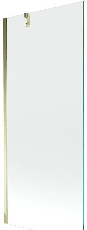 Mexen Next, vaňová zástena 1-krídlová 80 x 150 cm, fixné krídlo, 6 mm číre sklo, zlatý profil, 895-080-000-00-00-50