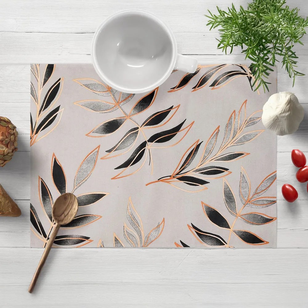 Biante Bavlnené prestieranie na stôl Sandra SA-437 Popínavé listy na sivom 30x40 cm