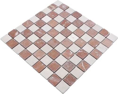 Mozaika z prírodného kameňa MOS 32/1513R béžová/terakotová 30,5 x 32,5 cm
