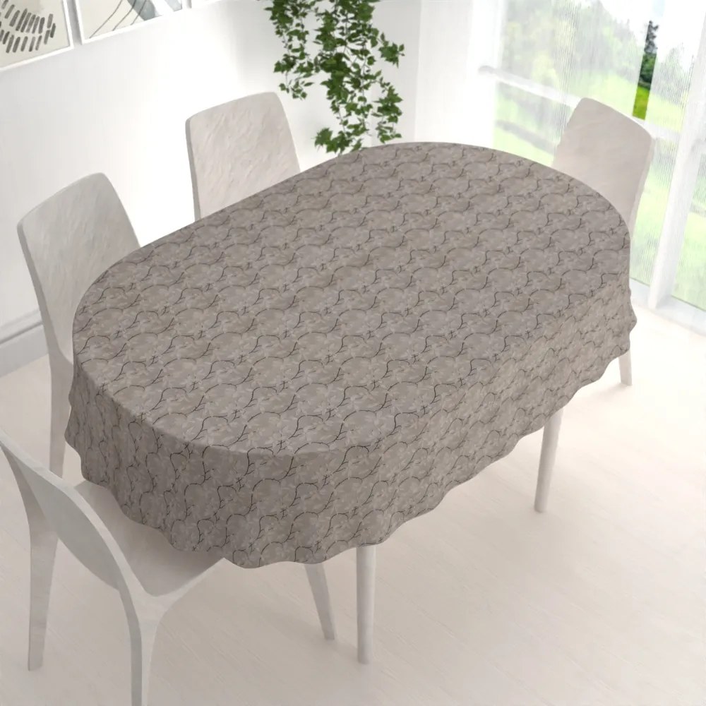 Biante Dekoračný oválny obrus PML-086 Popínavé vetvičky na hnedosivom 50x100 cm