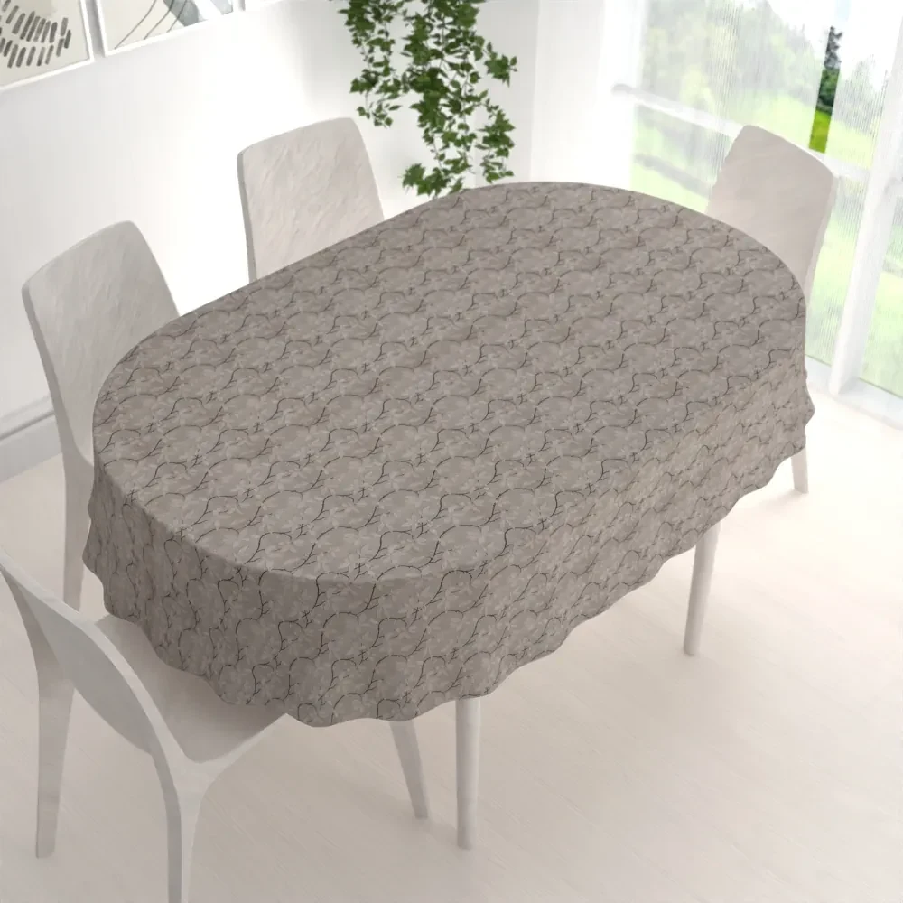 Biante Dekoračný oválny obrus PML-086 Popínavé vetvičky na hnedosivom 80x120 cm