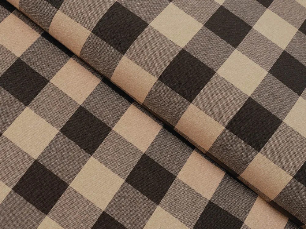 Biante Bavlnený záves Olivia OL-017 Hnedo-béžová kocka veľká 140x150 cm
