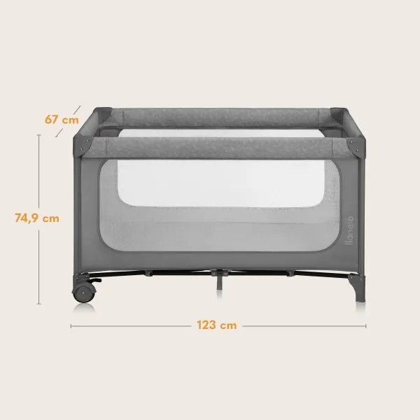 Lionelo - cestovná postieľka JASMIN EASY FOLD sivý kameň