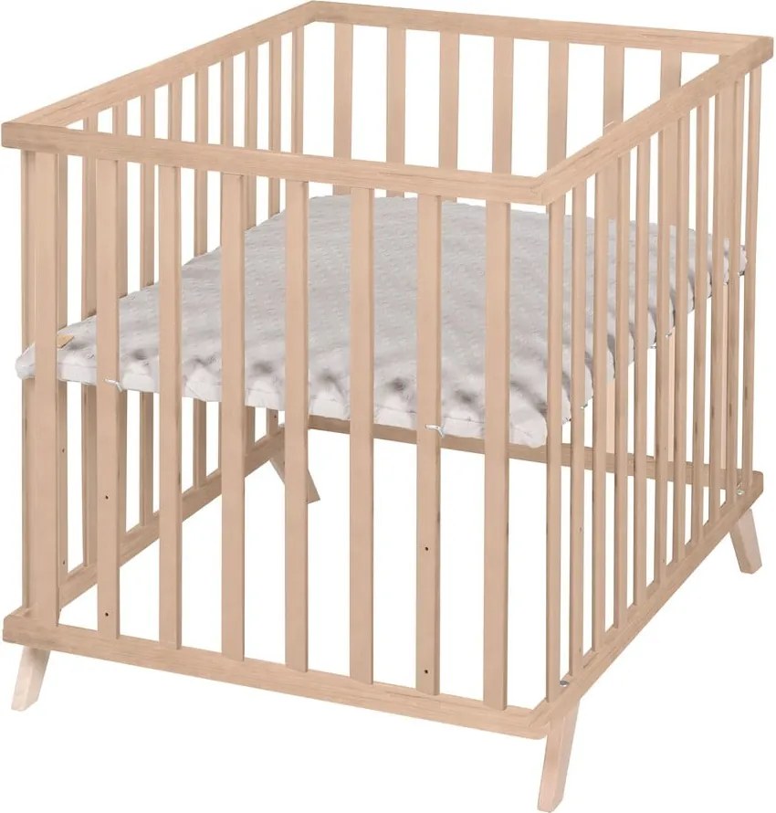 Detská ohrádka z bukového dreva s nastaviteľnou výškou 75x100 cm v prírodnej farbe Lil Planet – Roba