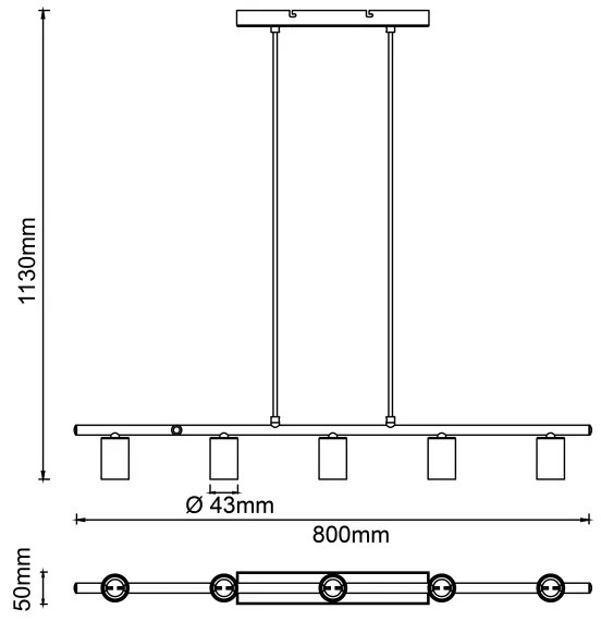 Brilliant - Luster na lane KERRY 5xE27/40W/230V čierna/mosadz