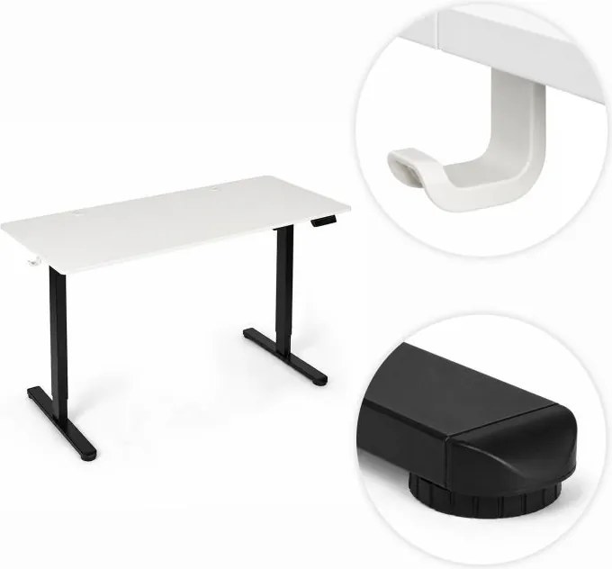 Elektrický písací stôl 120x60 cm, výškovo nastaviteľná 72-118 cm biela doska