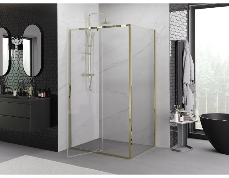 Mexen Exo, výklopný sprchový kút 135 x 90 cm, číre sklo, zlatá, 819-135-090-50-00
