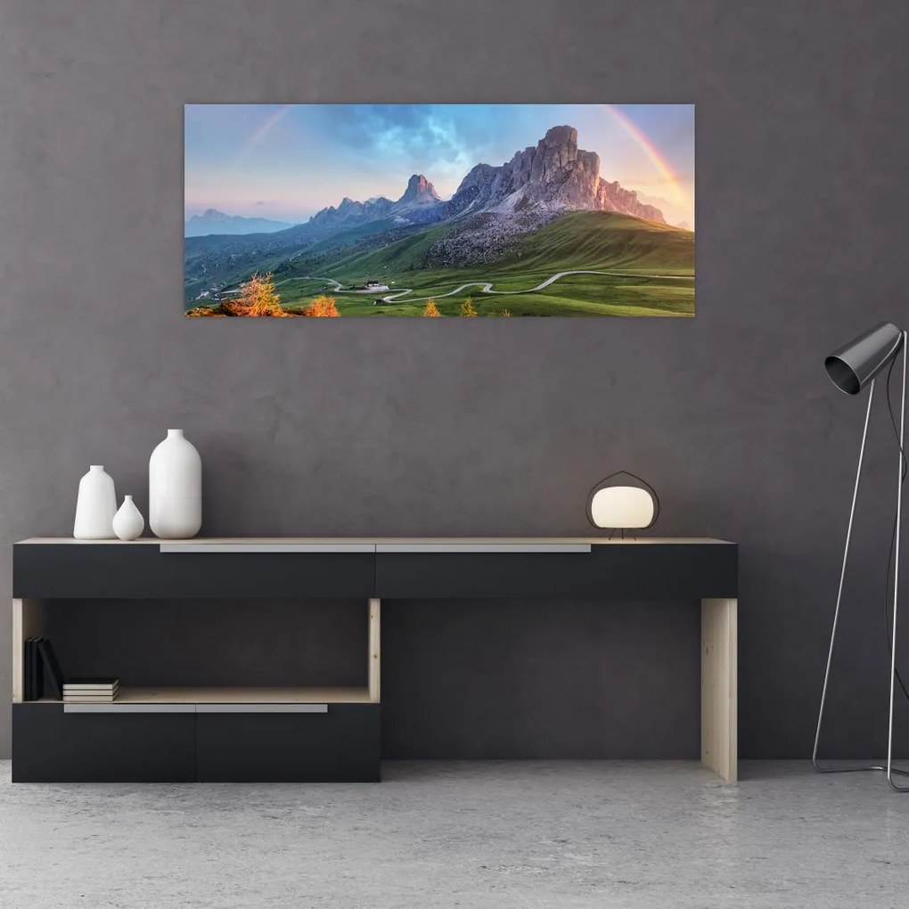 Obraz dúhy nad skaliskami (120x50 cm)