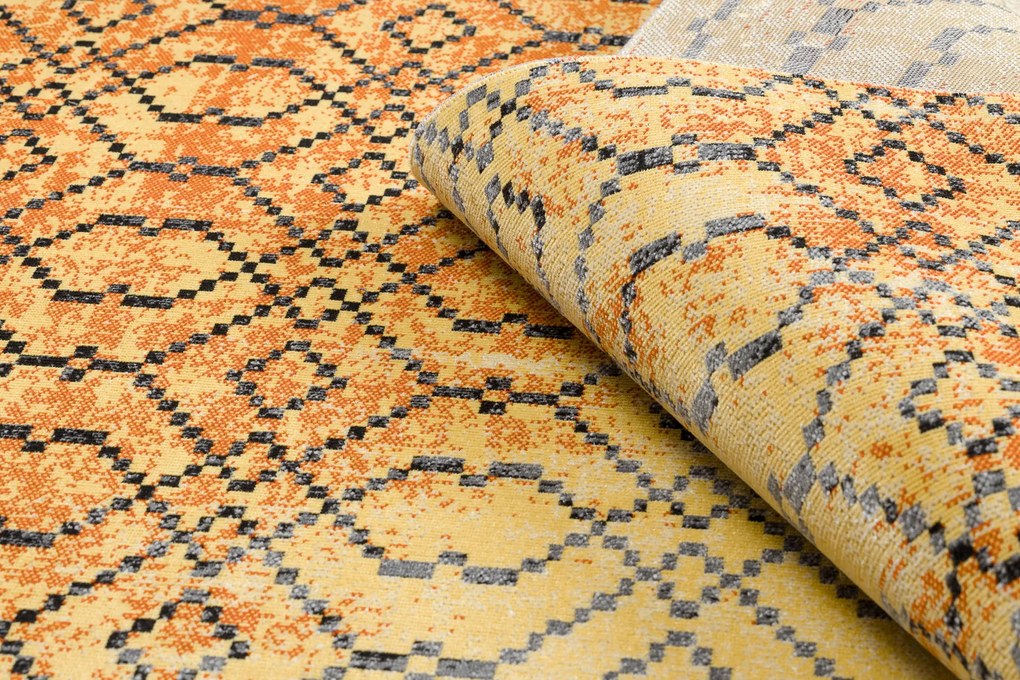 Moderný koberec MUNDO D5751 glamour outdoor oranžovo / čierny