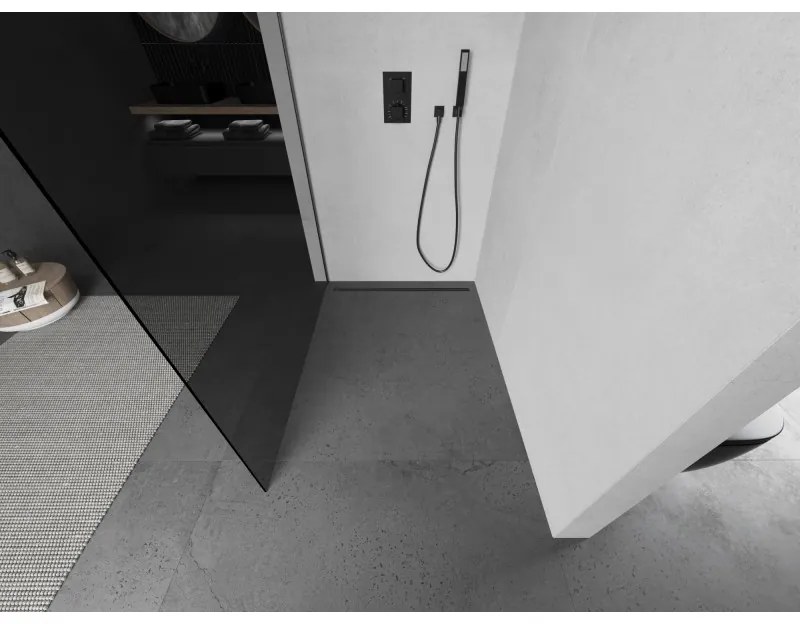 Mexen Kioto, sprchová zástena Walk-In 80 x 200 cm, 8mm šedé sklo, grafitový profil, 800-080-101-66-40