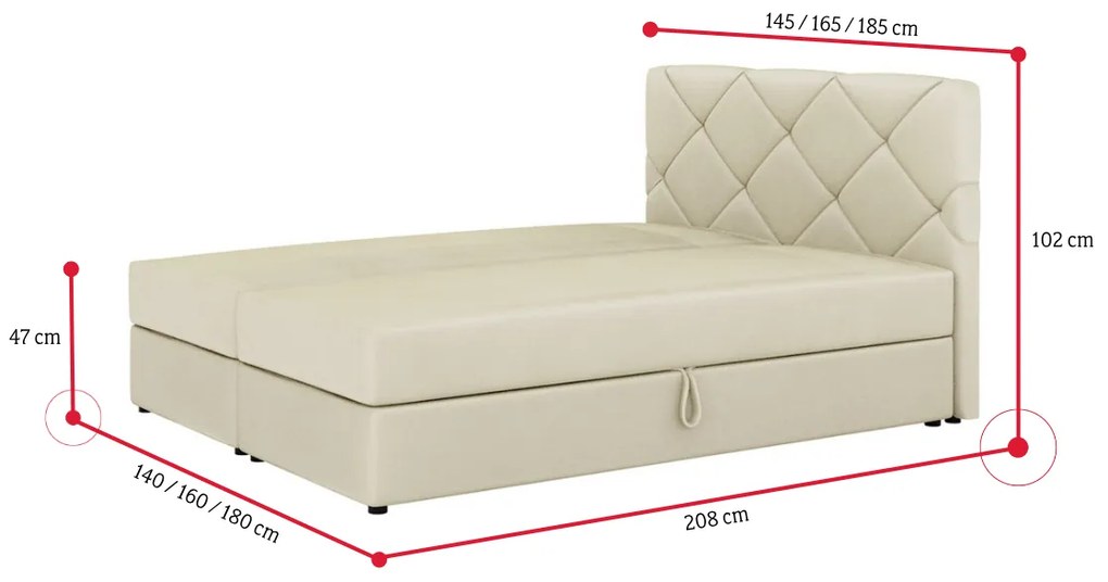 Čalúnená posteľ boxspring SCARLETT, 140x200, itaka 16