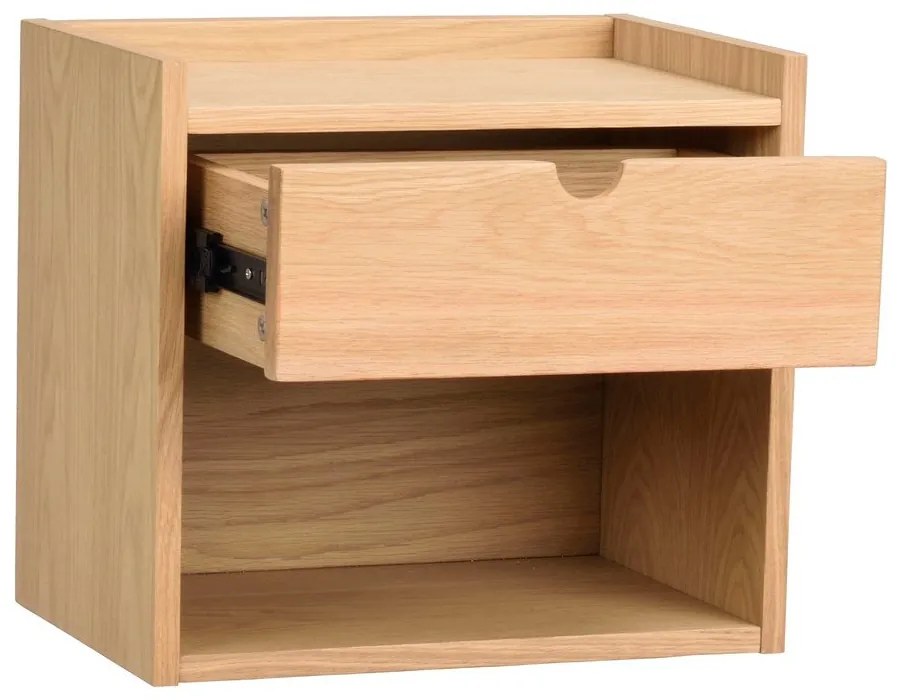 Závesný/s poličkami nočný stolík z dubového dreva v prírodnej farbe Hillmond – Rowico