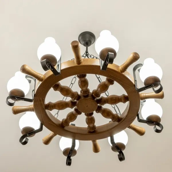 Brilagi - Luster na reťazi TIMONA 8xE14/40W/230V priemer 70 cm buk/orech