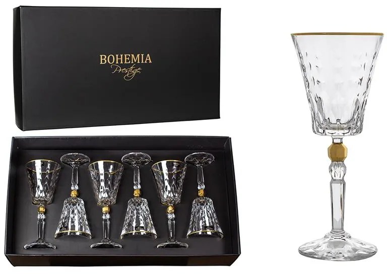BOHEMIA PRESTIGE CONTE GOLD POHÁR NA VÍNO 260ML SADA 6 KS