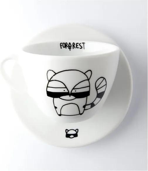 Hrnček na kávu s tanierikom FOR.REST Design Raccoon, 200 ml