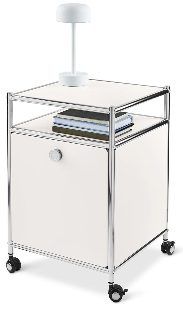 Kovový kontajner na kolieskach »CN3« s výklopnou doskou, biely